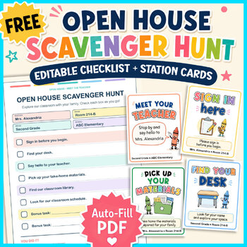 Editable Open House Scavenger Hunt Checklist & Station Cards