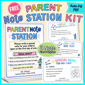 Free Parent Note Station Kit | Auto-Fill Open House Cards